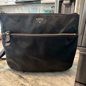 Fossil crossbody bag black leather excellent